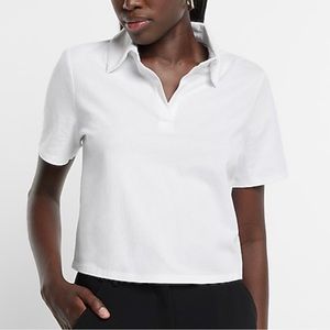 NWT V Neck Short Sleeve Polo Top. Size S. 10% cotton. EXPRESS
